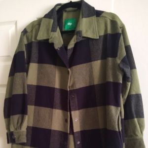 Sage Green/Black Checked Coat